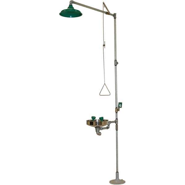 Haws - 25 GPM shower Flow, Drench shower, Eye & Face Wash Station - Bowl, Push Flag Activated, Galvanized Steel Pipe, Plastic Shower Head, Wheelchair Accessible - Exact Tool & Supply