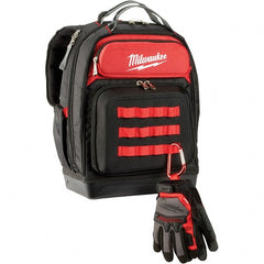 Milwaukee Tool - 48 Pocket, Ballistic Polyester, Black/Red Backpack Tool Bag - Exact Tool & Supply