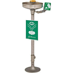 Haws - 15" Wide x 40" High, Pedestal Mount, Stainless Steel Bowl, Eye & Face Wash Station - 11" Inlet, 3.7 GPM Flow Rate - Exact Tool & Supply