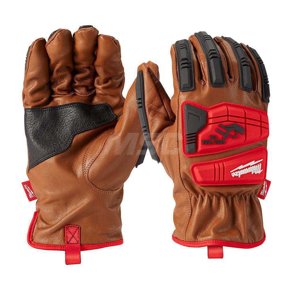 Cut, Puncture & Abrasive-Resistant Gloves: Small, ANSI Cut A3, ANSI Puncture 2, Acrylic & Terry Lined, Leather Brown, Smooth Grip, ANSI Abrasion 2