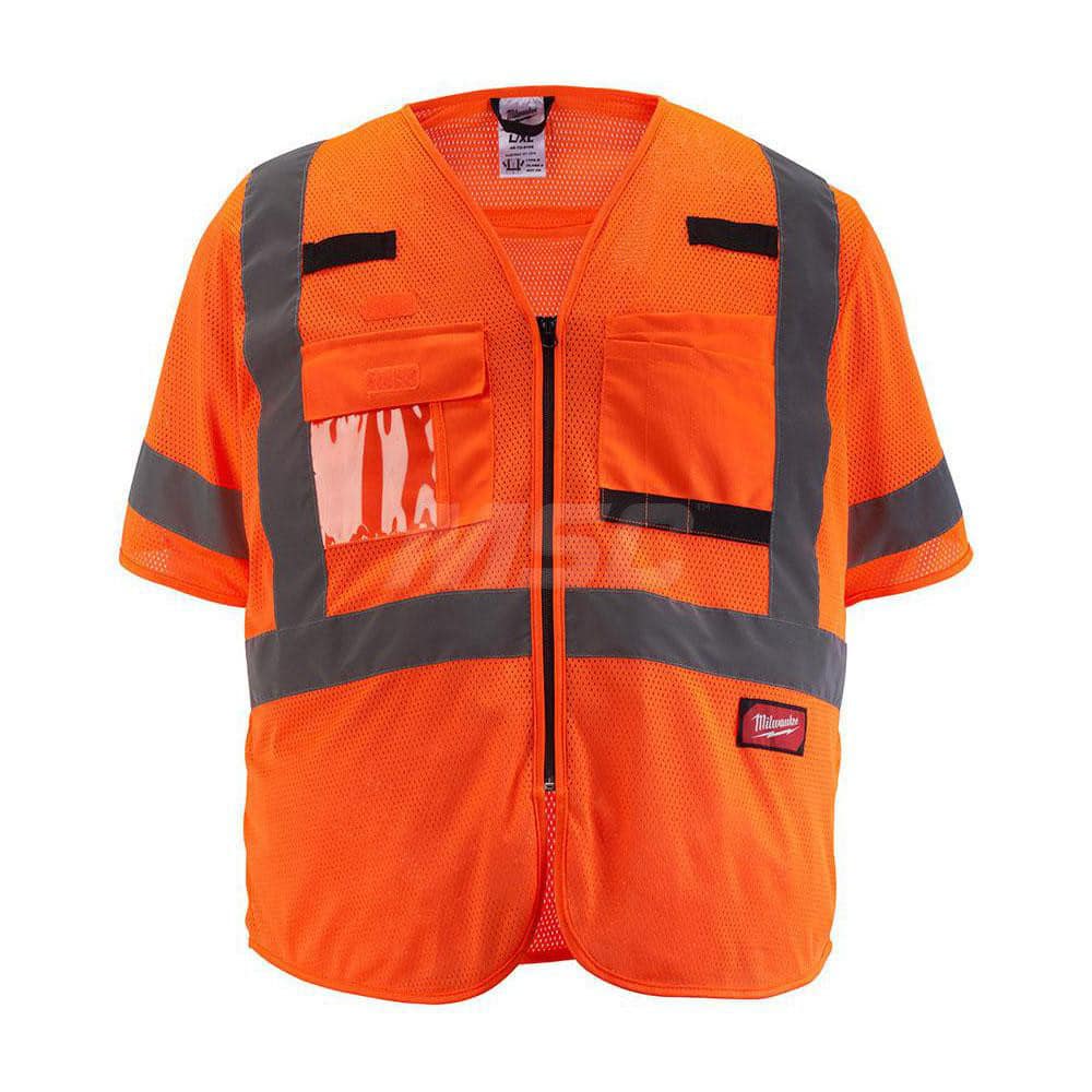 High Visibility Vest: 2X & 3X-Large Orange, Zipper Closure