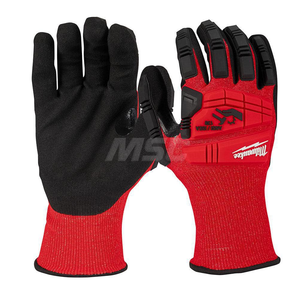 Cut, Puncture & Abrasive-Resistant Gloves: Size S, ANSI Cut A3, ANSI Puncture 0, Nitrile, Nylon Red, Palm & Fingers Coated, Nitrile Lined, Nylon Back, Smooth Grip, ANSI Abrasion 0