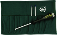 4 Piece - ESD Safe Interchangeable Blade Set Includes ESD Safe Handle - #10891 - Slotted 3; 4; 6 and Phillips #0; 1 & 2 Blades in Canvas Pouch - Exact Tool & Supply