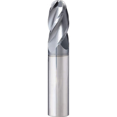 Ball End Mill: 0.4219″ Dia, 0.875″ LOC, 4 Flute, Solid Carbide 2-1/2″ OAL, 7/16″ Shank Dia, 35 ° Helix, AlTiN Coated, Single End, Series SAPB-NB