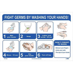 NMC - "Fight Germs By Washing Your Hands!", 18" Wide x 12" High, Vinyl Safety Sign - Exact Tool & Supply