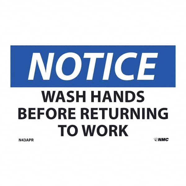 NMC - 1 5-Piece Restroom, Janitorial & Housekeeping Label - Legend: Notice - Wash Hands Before Returning to Work - Exact Tool & Supply