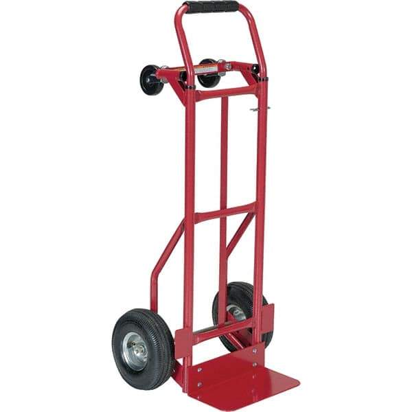 Vestil - 500 Lb Capacity 36" OAH Hand Truck - Dual Grip Handle, Steel, Pneumatic Wheels - Exact Tool & Supply
