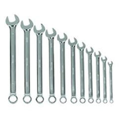 11 Pieces - Chrome - High Polished Wrench Set - 3 /8 - 1" - Exact Tool & Supply