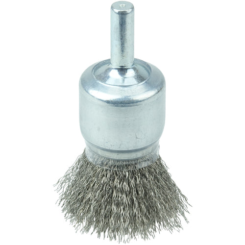 3/4″ Coated Cup Crimped Wire End Brush, .006″ Stainless Steel Fill - Exact Tool & Supply