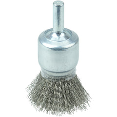 3/4″ Coated Cup Crimped Wire End Brush, .006″ Stainless Steel Fill - Exact Tool & Supply