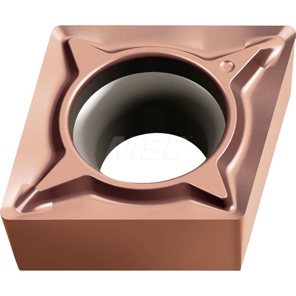 Turning Insert:  CCGT3251M-FP2 WEP10C, Cermet, TiCN & TiAlN Finish,  Neutral,  3/8″ Inscribed Circle,  80.0 &deg N/A Rhombic,