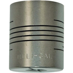 Heli-Cal - Flexible Coupling; Type: Clamp Hub ; Maximum Bore Diameter (Inch): .250 ; Minimum Bore Diameter (Decimal Inch): 0.1560 ; Outside Diameter (Inch): 3/4 ; Overall Length (Inch): 1 ; Material: Aluminum - Exact Tool & Supply