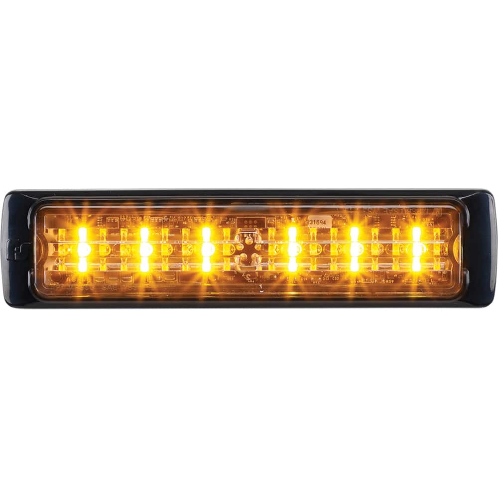 Federal Signal Corp - Emergency Light Assemblies; Type: Warning ; Flash Rate: Variable ; Mount: Surface ; Color: Black and Amber ; Power Source: 12-24V DC ; Overall Height (Decimal Inch): 1.3000 - Exact Tool & Supply