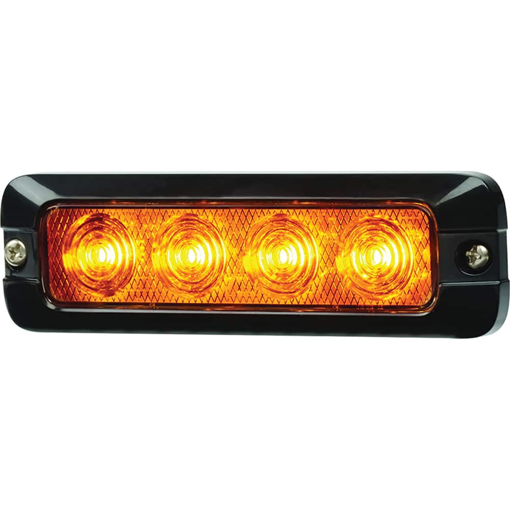 Federal Signal Corp - Emergency Light Assemblies; Type: Warning ; Flash Rate: Variable ; Mount: Surface ; Color: Black; Amber ; Power Source: 12 Volt DC ; Overall Height (Decimal Inch): 1.2800 - Exact Tool & Supply