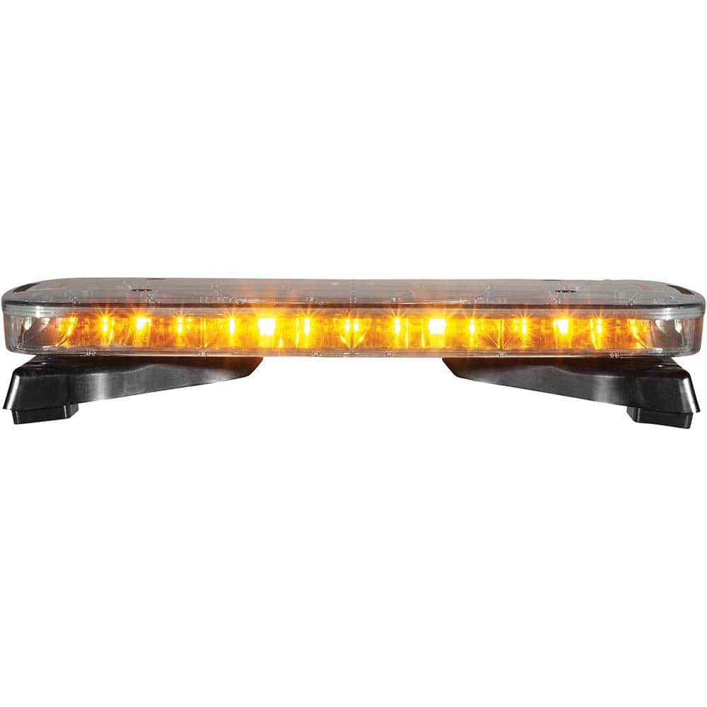 Federal Signal Corp - Emergency Light Assemblies; Type: Lightbar ; Flash Rate: Variable ; Mount: Flat Mount ; Color: Black; Amber ; Power Source: 12 Volt ; Overall Height (Decimal Inch): 1.8000 - Exact Tool & Supply