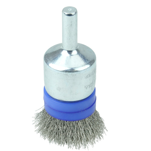 3/4″ Banded Crimped Wire End Brush, .006″ Stainless Steel Fill - Exact Tool & Supply