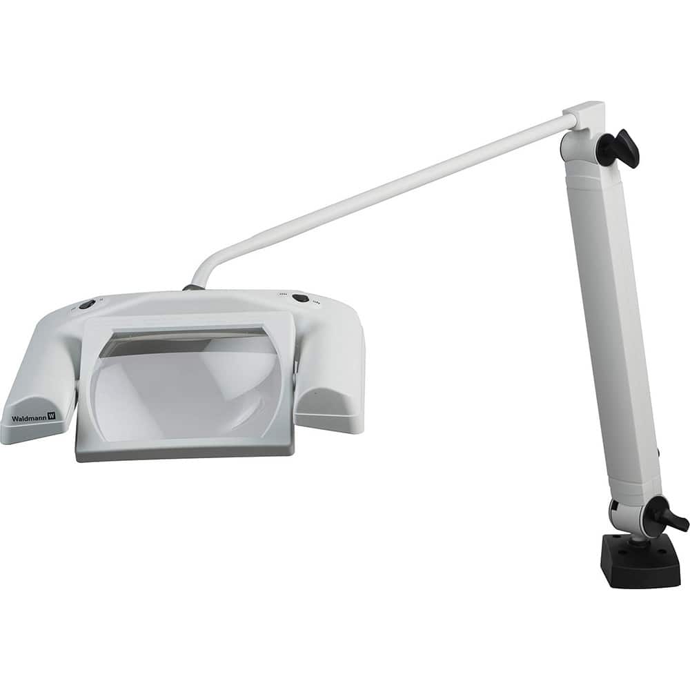 Waldmann Lighting - Task Lights; Fixture Type: Magnifying ; Color: Light Gray ; Lamp Type: LED ; Mounting Type: C-Clamp ; Adjustable Arm Type: Articulated ; Arm Length (Inch): 38.6 - Exact Tool & Supply
