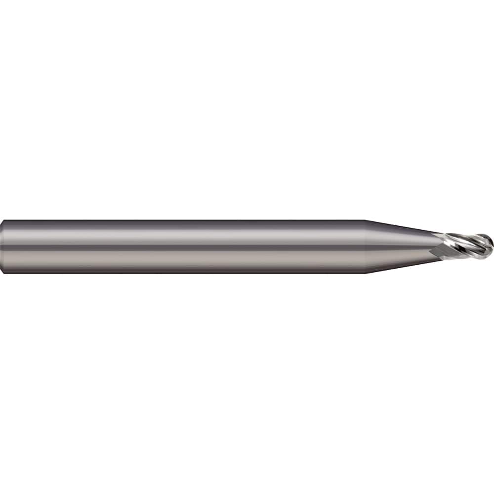 Micro 100 - Ball End Mills; Mill Diameter (Decimal Inch): 0.0500 ; Number of Flutes: 3 ; Length of Cut (mm): 1.9000 ; Length of Cut (Decimal Inch): 0.0750 ; Material: Solid Carbide ; Overall Length (Inch): 1-1/2 - Exact Tool & Supply