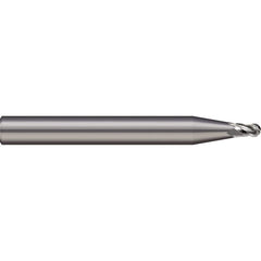 Micro 100 - Ball End Mills; Mill Diameter (Decimal Inch): 0.0500 ; Number of Flutes: 3 ; Length of Cut (mm): 1.9000 ; Length of Cut (Decimal Inch): 0.0750 ; Material: Solid Carbide ; Overall Length (Inch): 1-1/2 - Exact Tool & Supply