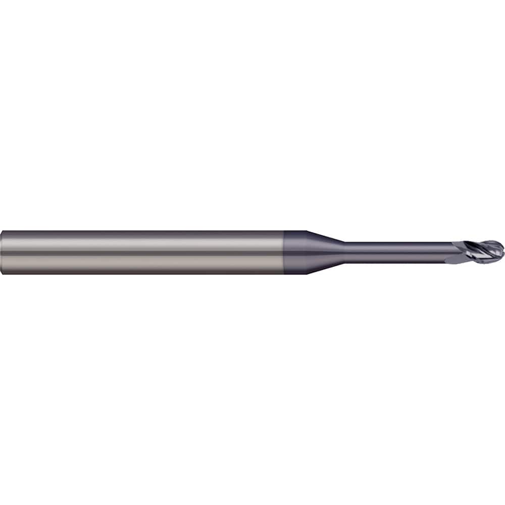 Micro 100 - Ball End Mills; Mill Diameter (mm): 0.90 ; Mill Diameter (Decimal Inch): 0.0350 ; Number of Flutes: 2 ; Length of Cut (Decimal Inch): 0.0530 ; Material: Solid Carbide ; Overall Length (Inch): 1-1/2 - Exact Tool & Supply