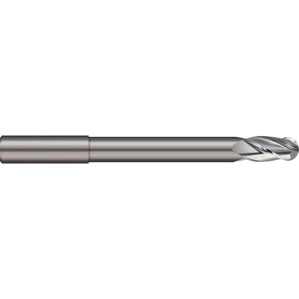 Micro 100 - Ball End Mills; Mill Diameter (mm): 4.00 ; Mill Diameter (Decimal Inch): 0.1575 ; Number of Flutes: 2 ; Length of Cut (mm): 8.0000 ; Length of Cut (Decimal Inch): 0.3150 ; Material: Solid Carbide - Exact Tool & Supply