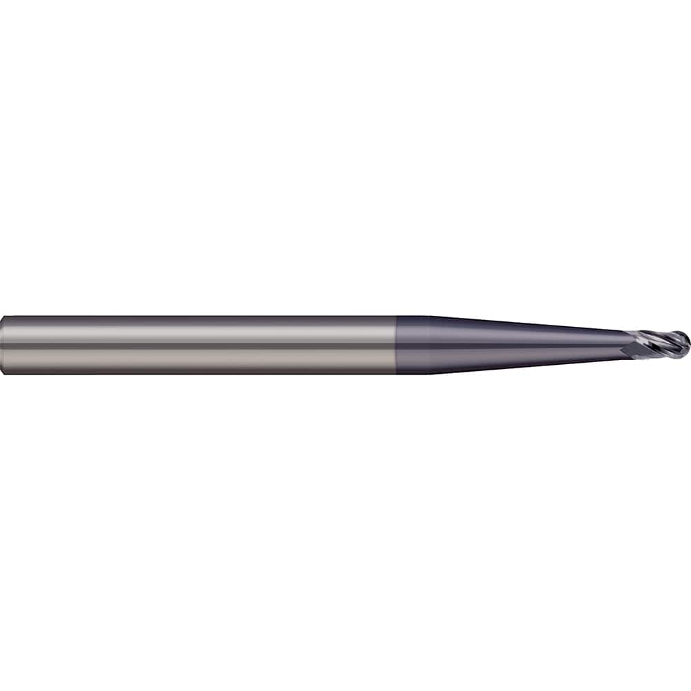 Micro 100 - 1/8" Diam, 1/2" LOC, 4 Flute Solid Carbide Ball End Mill - Exact Tool & Supply