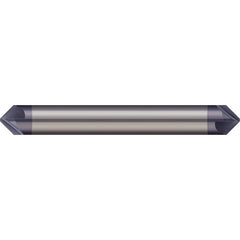 Micro 100 - 1/8" Diam 60°/120° 3-Flute Double End Solid Carbide Chamfer Mill - Exact Tool & Supply