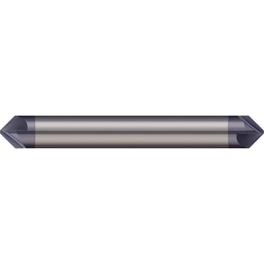 Micro 100 - 1/2" Diam 90°/90° 6-Flute Double End Solid Carbide Chamfer Mill - Exact Tool & Supply