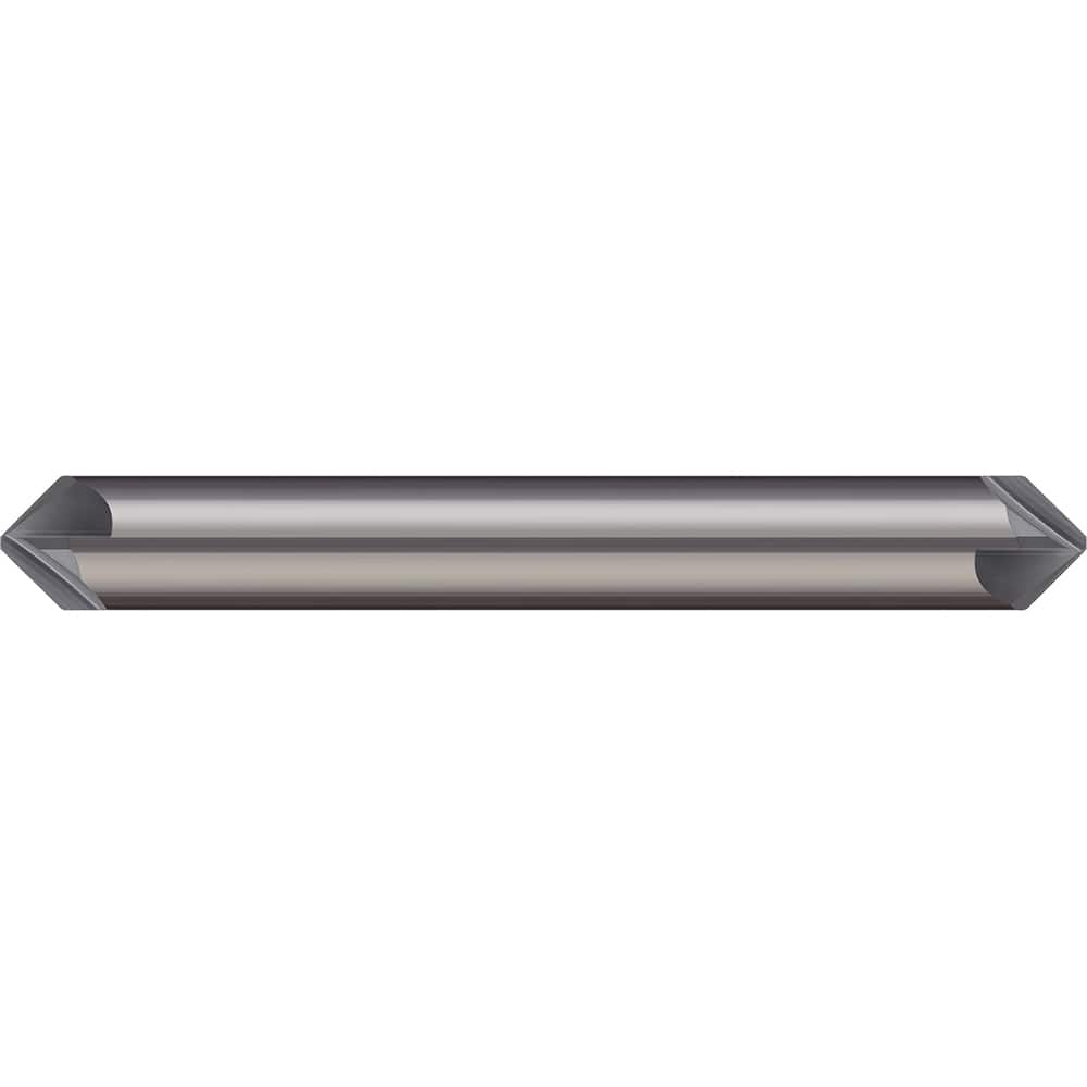 Micro 100 - 1/4" Diam 82°/98° 6-Flute Double End Solid Carbide Chamfer Mill - Exact Tool & Supply