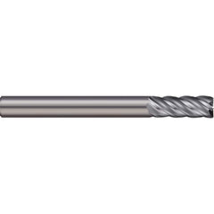 Corner Radius End Mill: 1/4″ Dia, 1/2″ LOC, 0.02″ Radius, 5 Flutes, Solid Carbide 2-1/2″ OAL, 1/4″ Shank Dia, 38 ° Helix, Bright/Uncoated, Corner Radius End