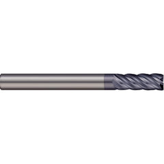 Corner Radius End Mill: 1/2″ Dia, 5/8″ LOC, 0.09″ Radius, 5 Flutes, Solid Carbide 3″ OAL, 1/2″ Shank Dia, 38 ° Helix, nACRo Coated, Corner Radius End