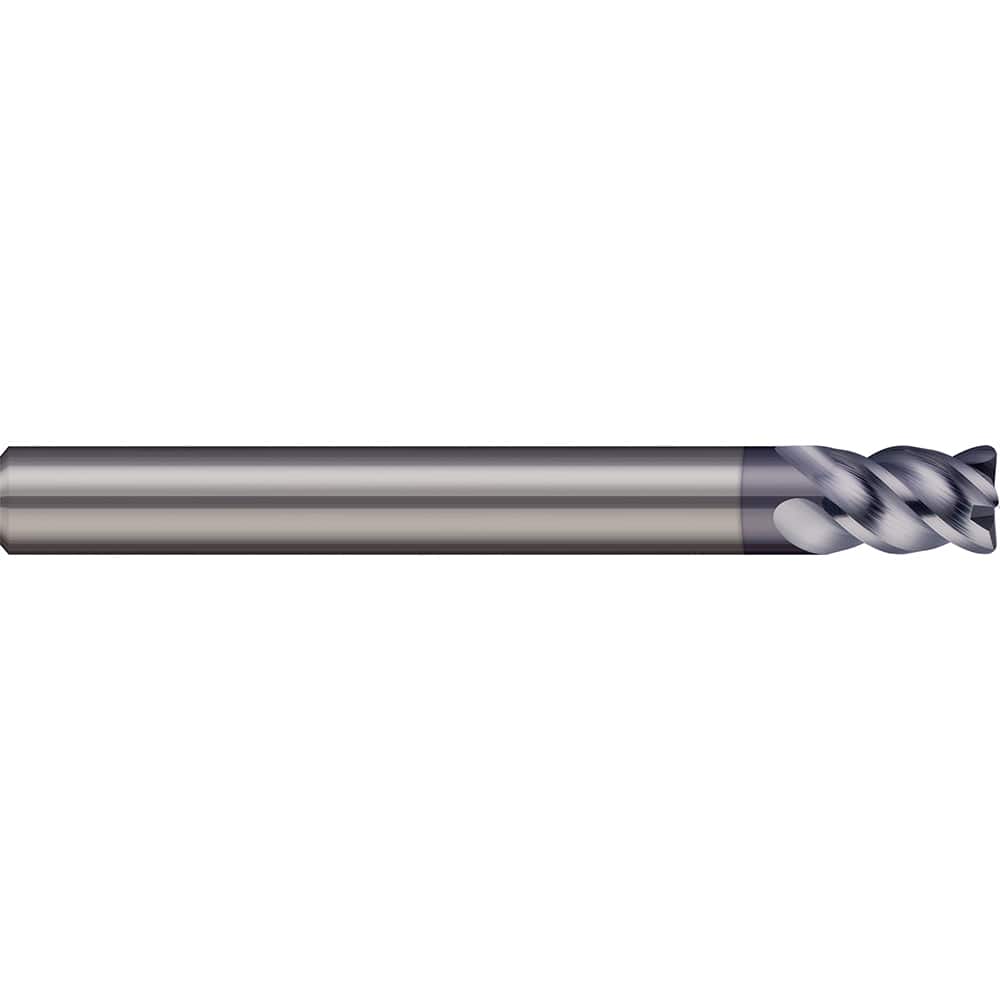 Corner Radius End Mill: 0.3937″ Dia, 0.8661″ LOC, 4 Flutes, Solid Carbide 45 ° Helix, AlTiN Coated, Corner Radius End