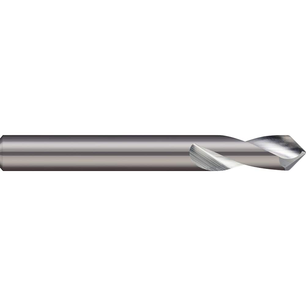 Micro 100 - 3/8" Body Diam, 120°, 2-1/2" OAL, 2-Flute Solid Carbide Spotting Drill - Exact Tool & Supply
