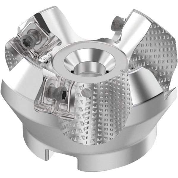Seco - 2" Cut Diam, 3/4" Arbor Hole, 0.236" Max Depth of Cut, 48° Indexable Chamfer & Angle Face Mill - 4 Inserts, SN.. Insert, Right Hand Cut, 4 Flutes, Through Coolant, Series R220.54 - Exact Tool & Supply