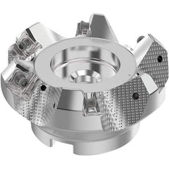 Seco - 3" Cut Diam, 1" Arbor Hole, 0.236" Max Depth of Cut, 48° Indexable Chamfer & Angle Face Mill - 6 Inserts, SN.. Insert, Right Hand Cut, 6 Flutes, Through Coolant, Series R220.54 - Exact Tool & Supply