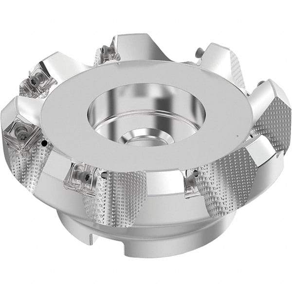 Seco - 125mm Cut Diam, 40mm Arbor Hole, 6mm Max Depth of Cut, 48° Indexable Chamfer & Angle Face Mill - 8 Inserts, SN.. Insert, Right Hand Cut, 8 Flutes, Through Coolant, Series R220.54 - Exact Tool & Supply