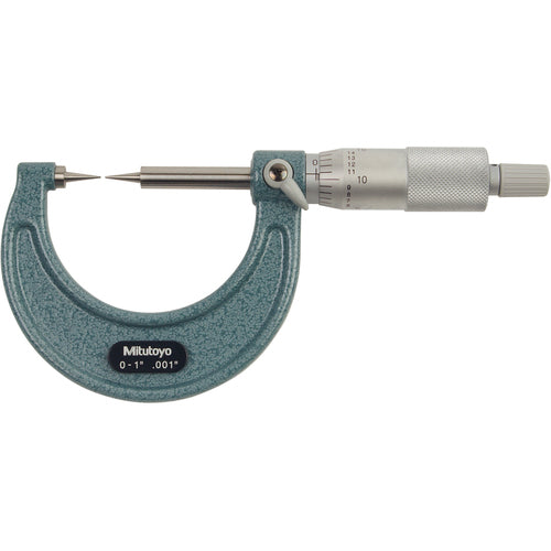 0-1″ Measuring Range-0.001″ Graduation - Ratchet Thimble - High Speed Steel Face - Point Micrometer - Exact Tool & Supply
