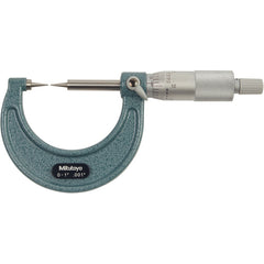 0-1″ Measuring Range-0.001″ Graduation - Ratchet Thimble - High Speed Steel Face - Point Micrometer - Exact Tool & Supply