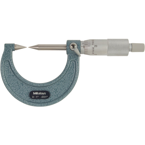 0-1″ Measuring Range-0.001″ Graduation - Ratchet Thimble - High Speed Steel Face - Point Micrometer - Exact Tool & Supply