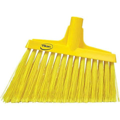 Vikan - 11-1/2" Wide, Yellow Polyester Bristles, Angled Broom - Flagged, Water Resistant - Exact Tool & Supply
