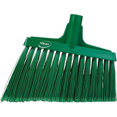 Vikan - 11-1/2" Wide, Green Polyester Bristles, Angled Broom - Flagged, Water Resistant - Exact Tool & Supply