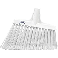 Vikan - 11-1/2" Wide, White Polyester Bristles, Angled Broom - Flagged, Water Resistant - Exact Tool & Supply