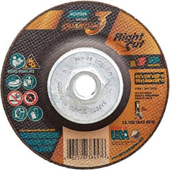 Norton - 36 Grit, 4-1/2" Wheel Diam, 1/16" Wheel Thickness, Type 27 Depressed Center Wheel - Coarse Grade, Ceramic Alumina, Resinoid Bond, 13,580 Max RPM - Exact Tool & Supply