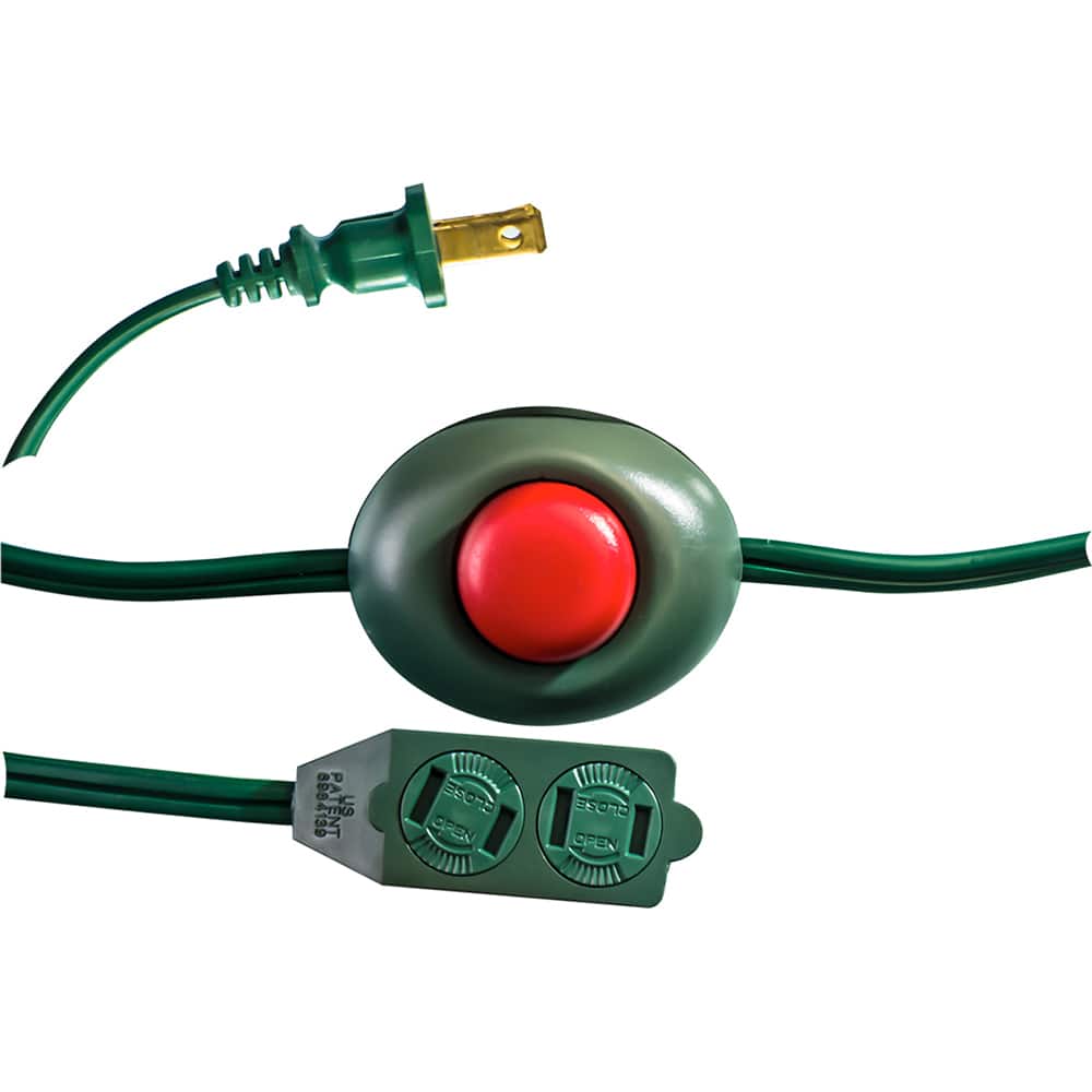 GoGreen Power - Power Cords; Cord Type: Extension Cord ; Overall Length (Feet): 9 ; Cord Color: Green ; Amperage: 13 ; Voltage: 125 ; Wire Gauge/Number of Conductors: 16/2 - Exact Tool & Supply