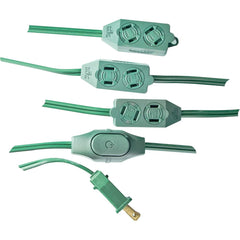 GoGreen Power - Power Cords; Cord Type: Extension Cord ; Overall Length (Feet): 9 ; Cord Color: Green ; Amperage: 13 ; Voltage: 125 ; Wire Gauge/Number of Conductors: 16/2 - Exact Tool & Supply
