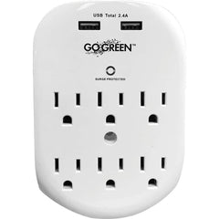 GoGreen Power - Electrical Outlet Adapters; Adapter Type: Wall Tap ; Amperage: 15 ; Voltage: 125 ; Number of Outlets: 6 ; Adapter Color: White ; NEMA Configuration: Non Nema - Exact Tool & Supply