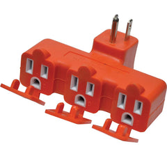 GoGreen Power - Electrical Outlet Adapters; Adapter Type: Wall Tap ; Amperage: 15 ; Voltage: 125 ; Number of Outlets: 3 ; Adapter Color: Orange ; Adapter Overall Length (Decimal Inch): 2-1/2 - Exact Tool & Supply