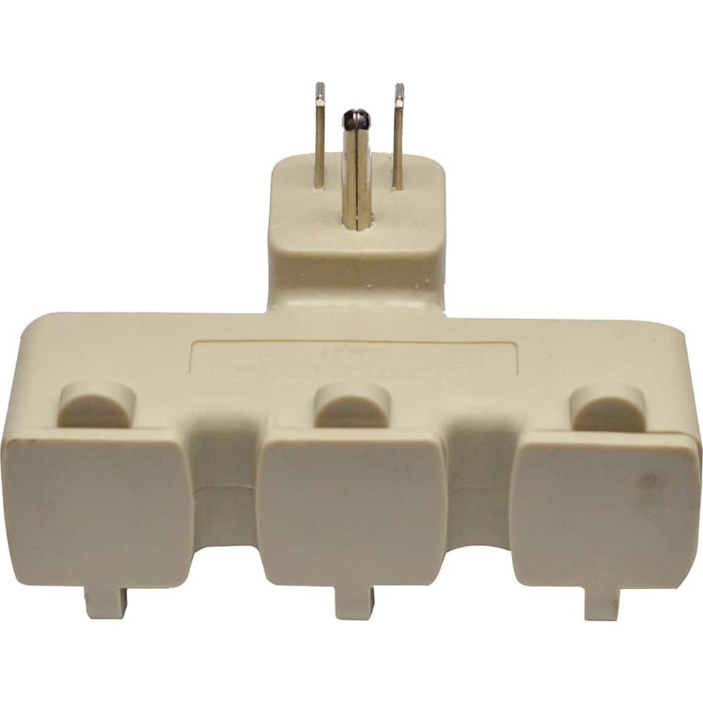 GoGreen Power - Electrical Outlet Adapters; Adapter Type: Wall Tap ; Amperage: 15 ; Voltage: 125 ; Number of Outlets: 3 ; Adapter Color: Beige ; Adapter Overall Length (Decimal Inch): 2-1/2 - Exact Tool & Supply