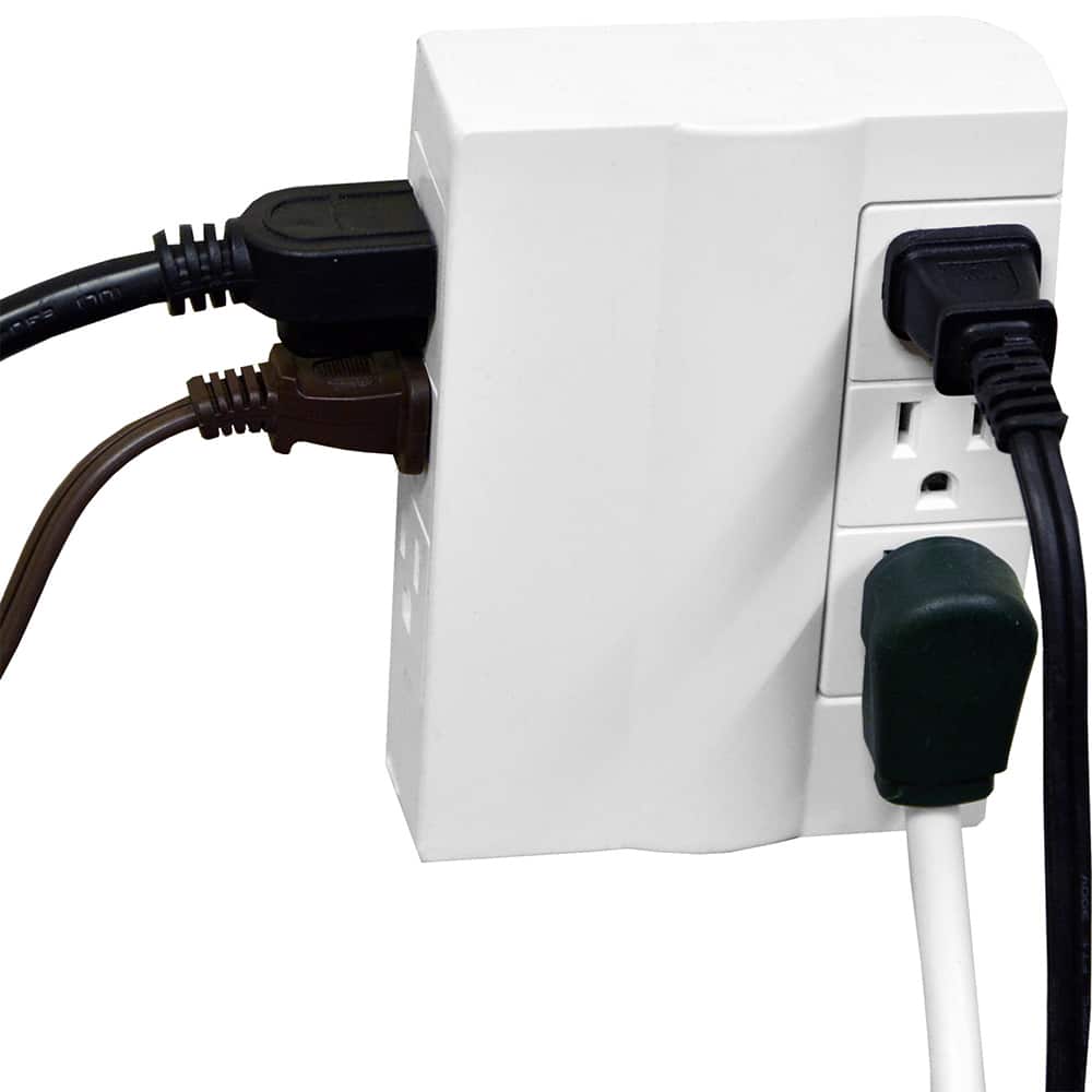 GoGreen Power - Electrical Outlet Adapters; Adapter Type: Wall Tap ; Amperage: 15 ; Voltage: 125 ; Number of Outlets: 6 ; Adapter Color: White ; Adapter Overall Length (Decimal Inch): 5.45 - Exact Tool & Supply