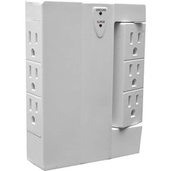 GoGreen Power - Electrical Outlet Adapters; Adapter Type: Wall Tap ; Amperage: 15 ; Voltage: 125 ; Number of Outlets: 6 ; Adapter Color: White ; Adapter Overall Length (Decimal Inch): 5.45 - Exact Tool & Supply